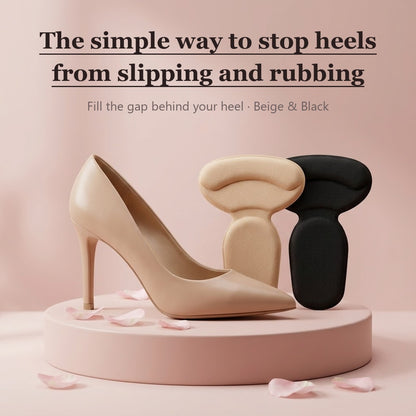 SilkShield™ Heel Grip Pads – Soft T-Shape Cushions for Heels That Slip or Rub
