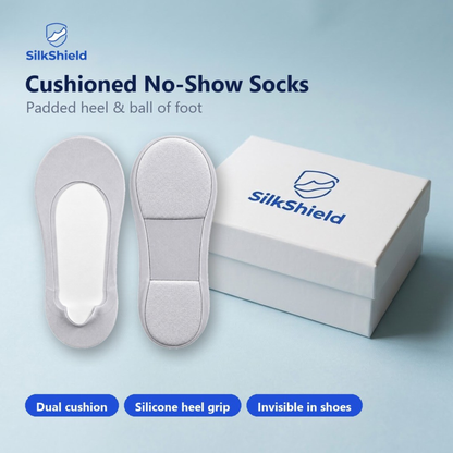 SilkShield™ Cushioned No-Show Socks — Padded Heel & Ball of Foot