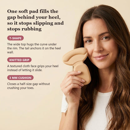 SilkShield™ Heel Grip Pads – Soft T-Shape Cushions for Heels That Slip or Rub