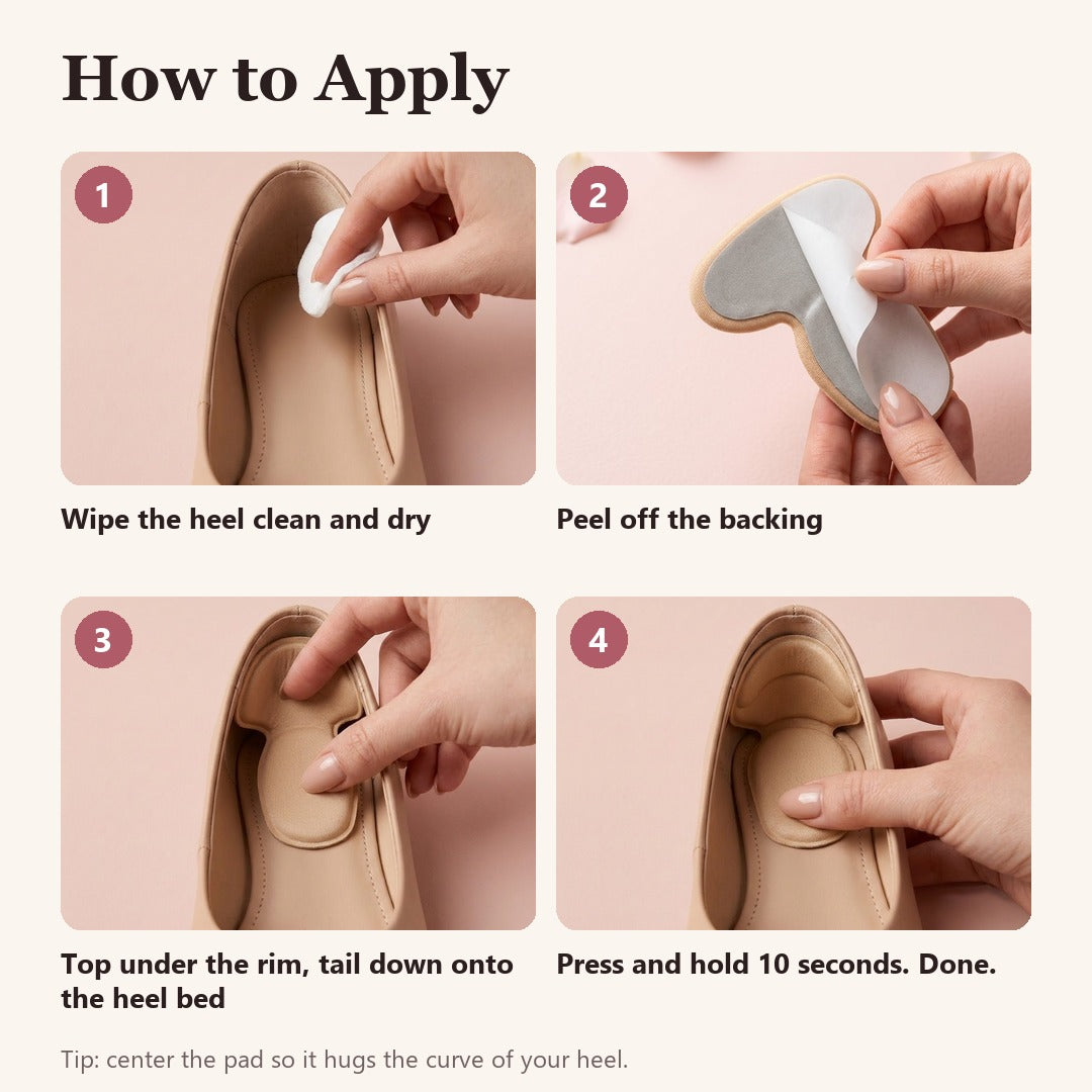 SilkShield™ Heel Grip Pads – Soft T-Shape Cushions for Heels That Slip or Rub