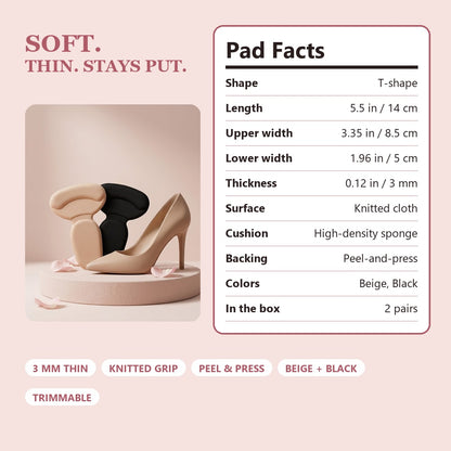 SilkShield™ Heel Grip Pads – Soft T-Shape Cushions for Heels That Slip or Rub